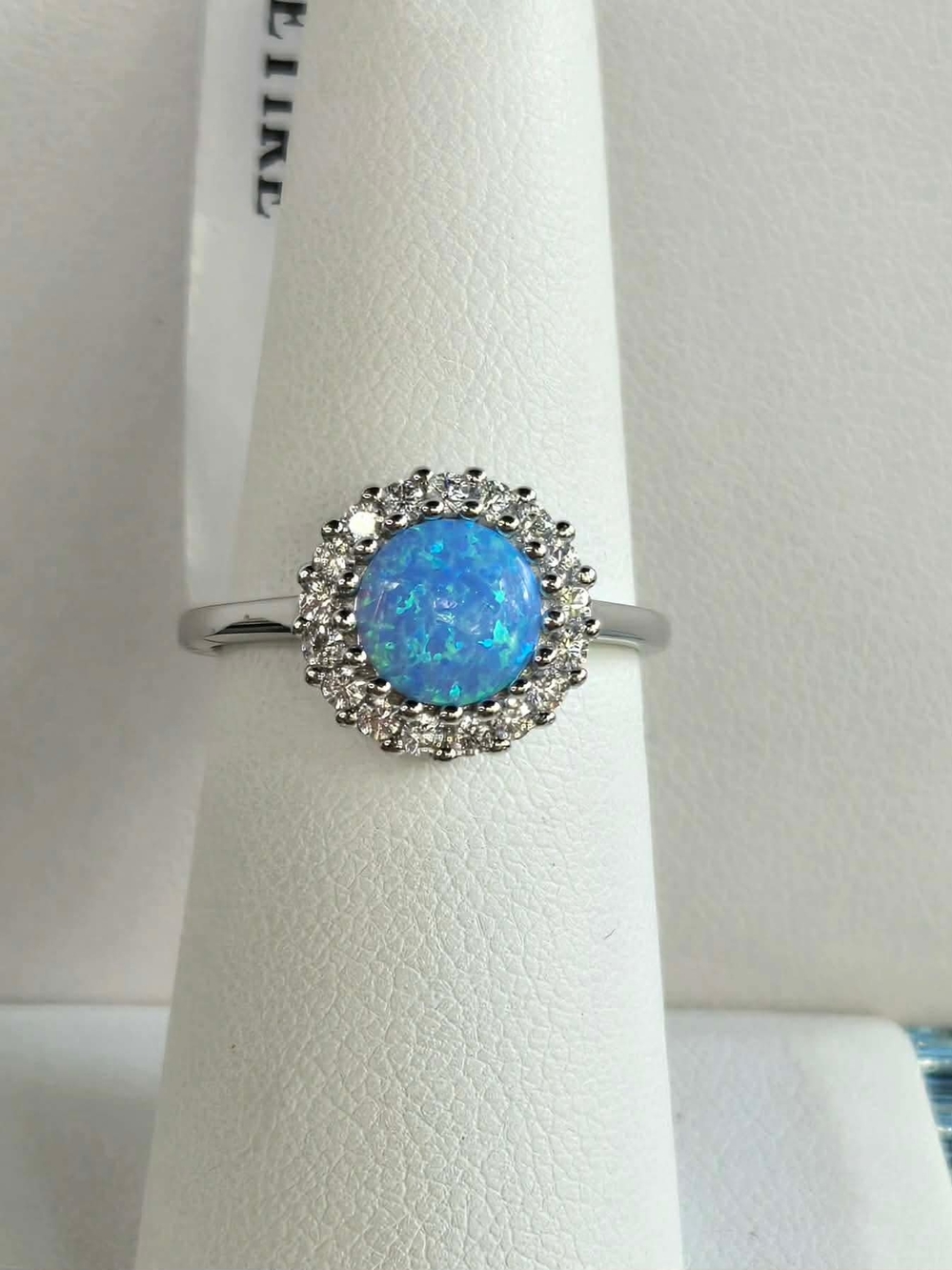 Sterling Silver Blue Opal Halo Ring